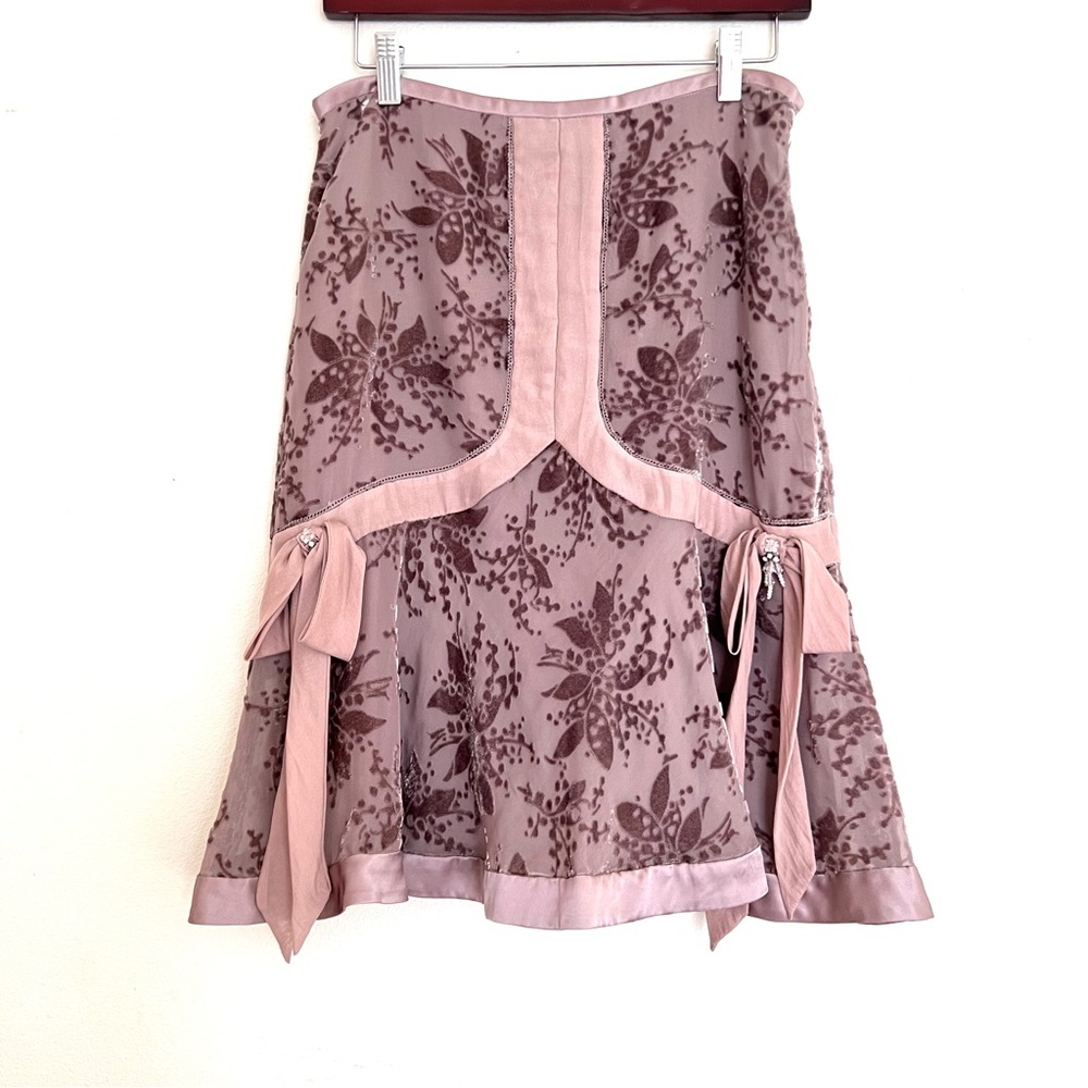 Anthropologie stunning floral silk/velvet pattern skirt sz 4